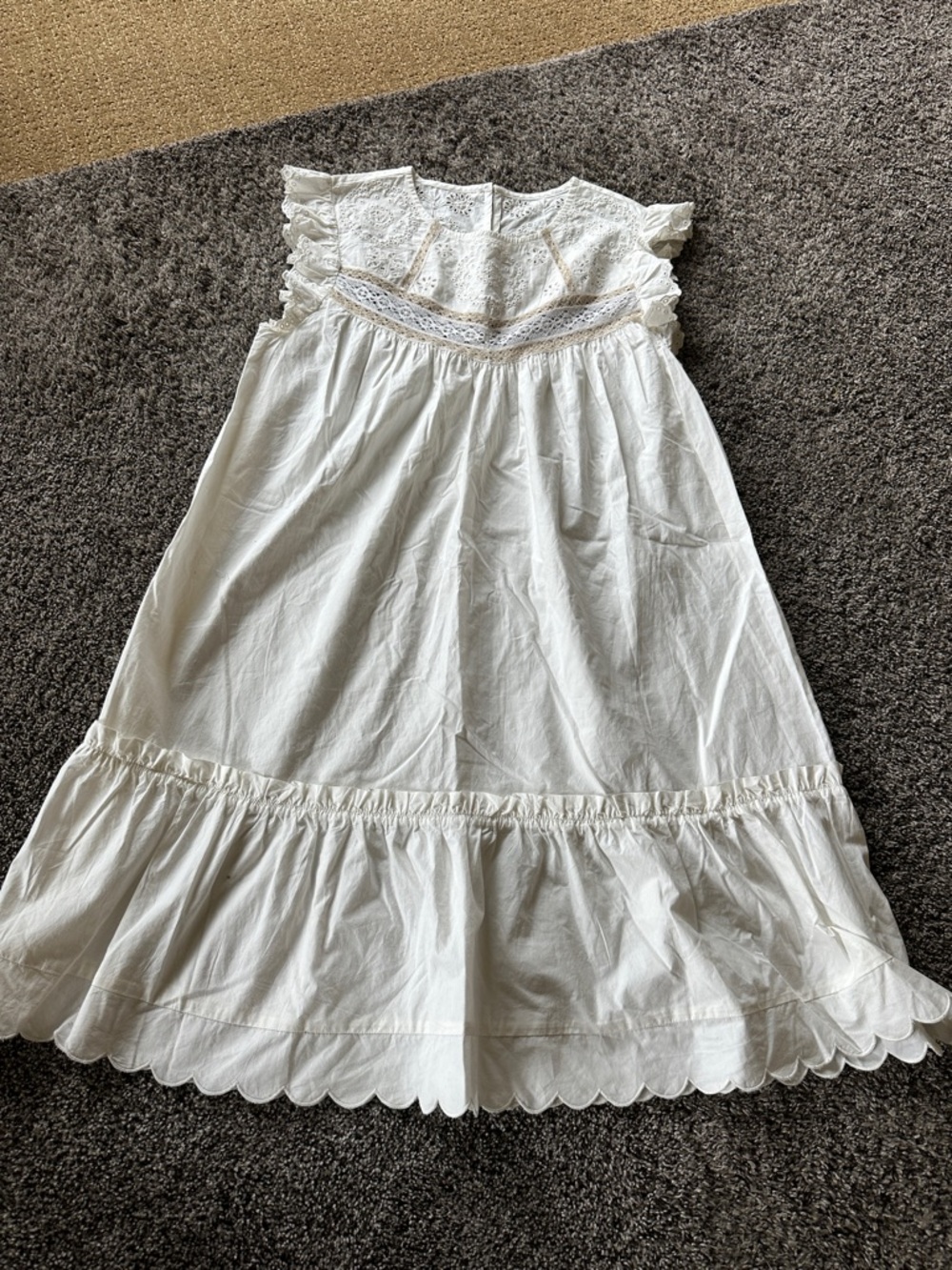 Petite Woman’s XS Lace Eyelet Babydoll style Lightweight Summer Dress Cotton